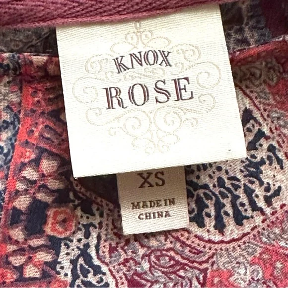 Womens Knox Rose Chiffon Blouse Burgundy Ruffled Prairie Sheer Lightweight XS - Picture 5 of 6